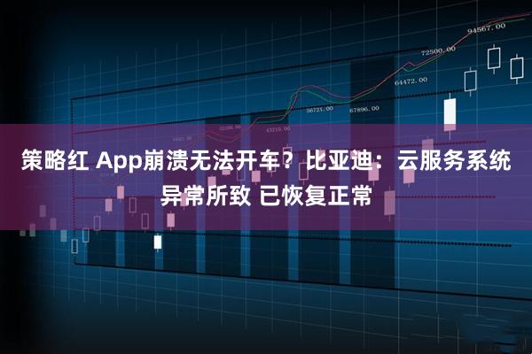 策略红 App崩溃无法开车？比亚迪：云服务系统异常所致 已恢复正常