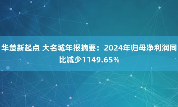 华楚新起点 大名城年报摘要：2024年归母净利润同比减少1149.65%