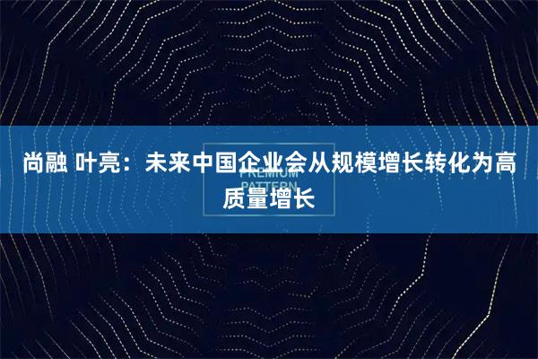 尚融 叶亮：未来中国企业会从规模增长转化为高质量增长